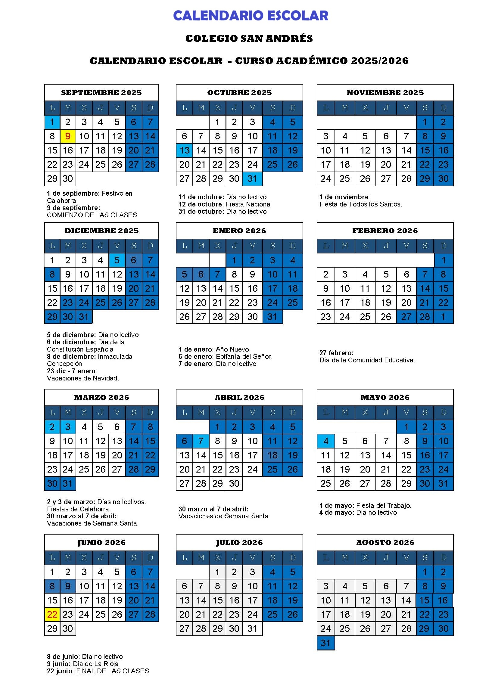 Calendario escolar