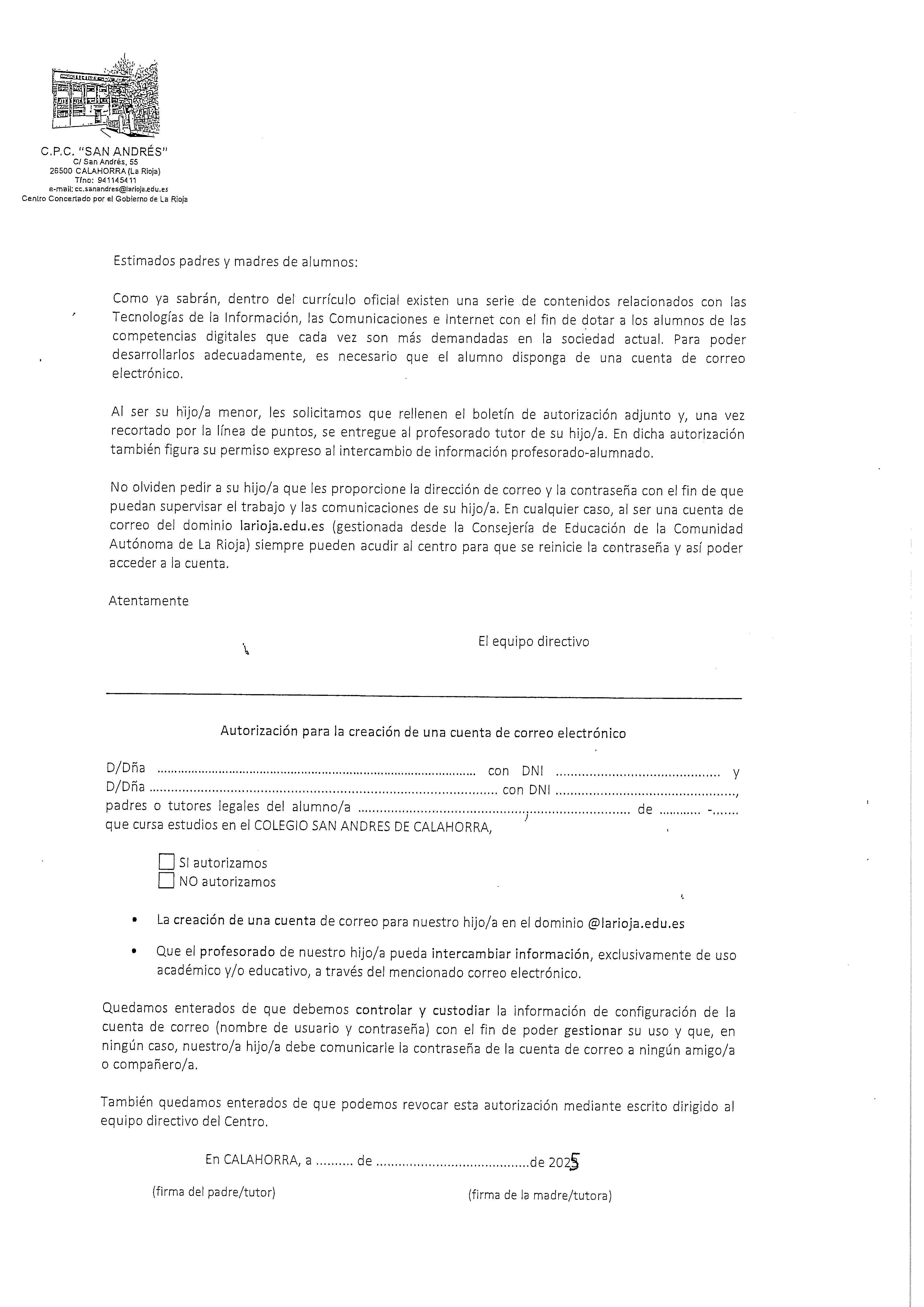 Autorización cuentas correo