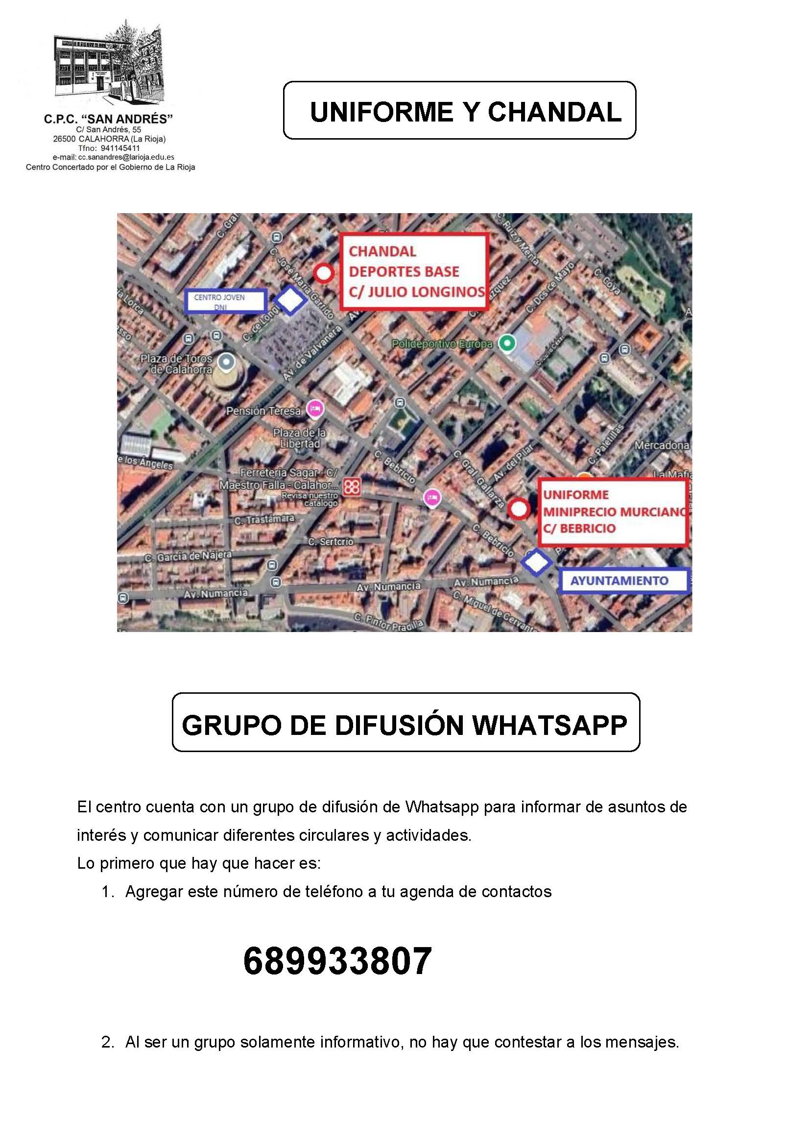 Plano para comprar el chándal y uniforme. Grupo difusión. 